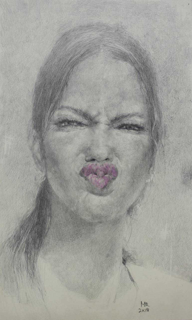 Grumpy Face original pencil drawing