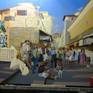 The painting was created by emotions and inspirations aroused by a glance on the Ponte Vecchio in Florence in a summer afternoon, with its colors and the vibrations of the people who enlivened the scene. A painter is seen putting  away the colors into his case