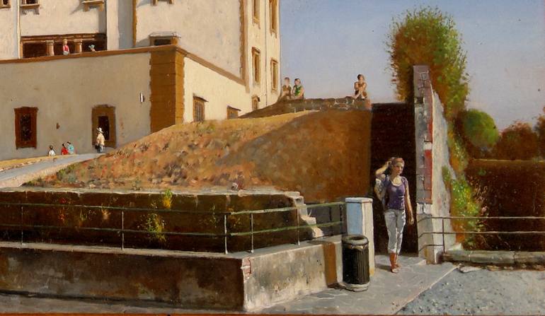 Original Figurative Cities Painting by Renato Chiarabini