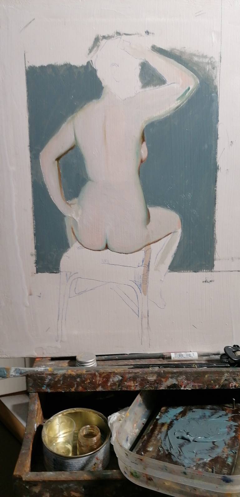 Original Fine Art Nude Painting by Renato Chiarabini