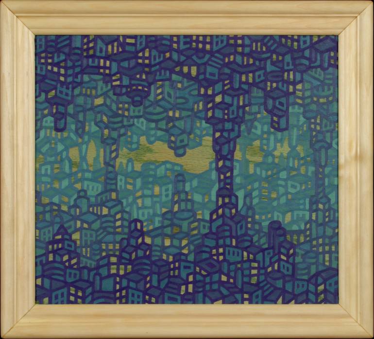 Original Modernism Architecture Painting by Frank Perrelli