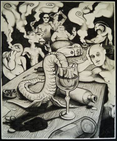 Print of Surrealism Classical mythology Drawings by Dennie Boxem