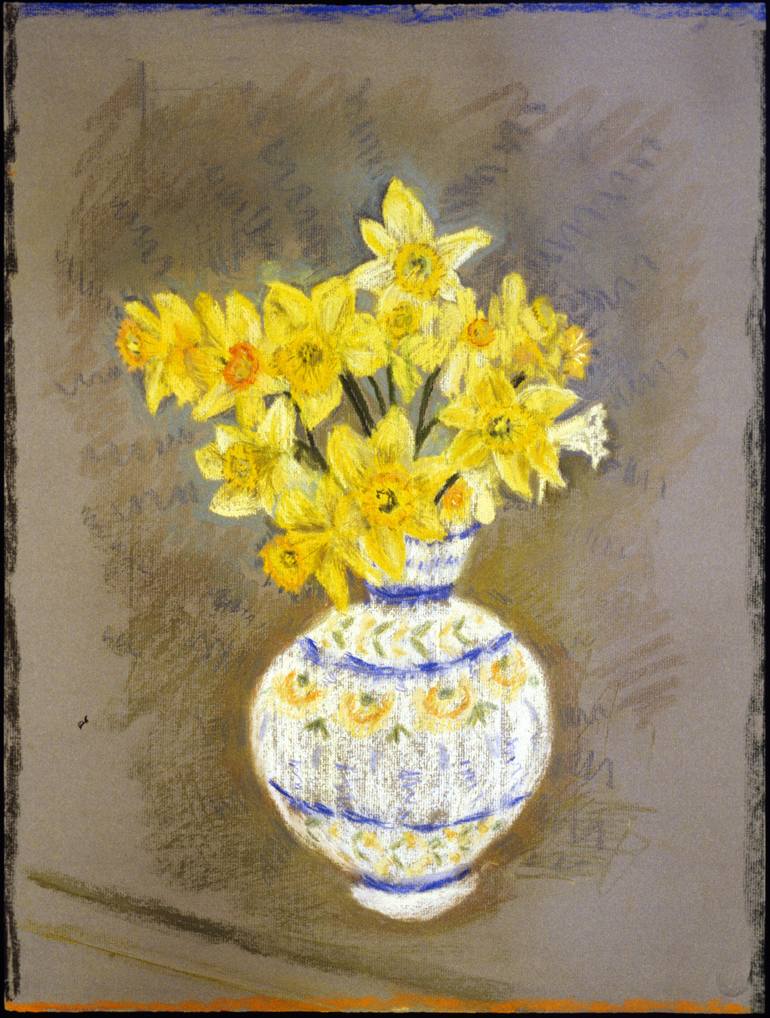 Daffodils in Vase Drawing by Alice Brickner | Saatchi Art