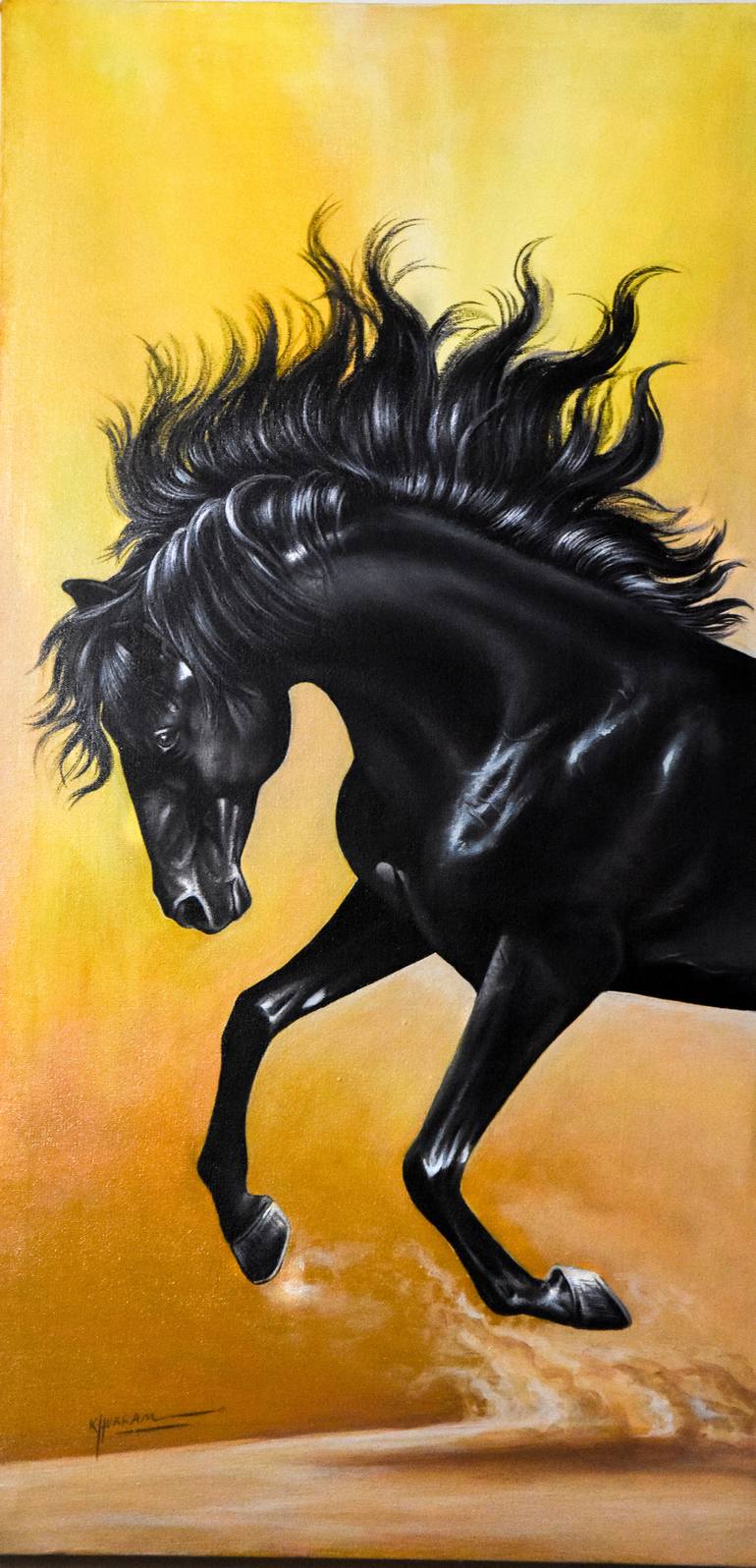 Black Horse Painting By Ali Shan Saatchi Art
