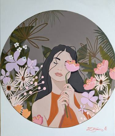 Original Fine Art Floral Paintings by Madalena Lobko-Zampassi
