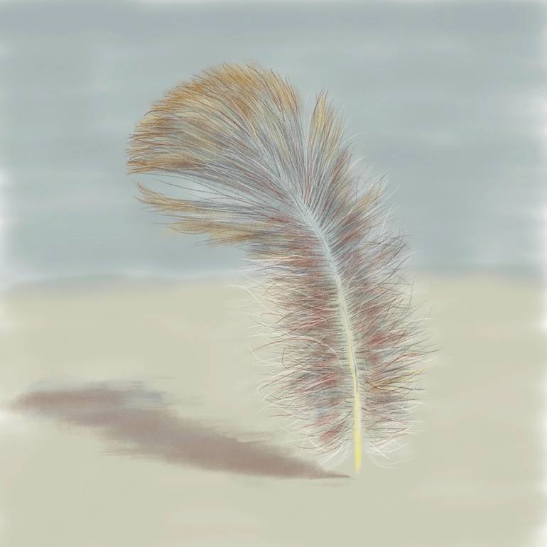Feather of the unknown bird Drawing by Mary Waltham | Saatchi Art