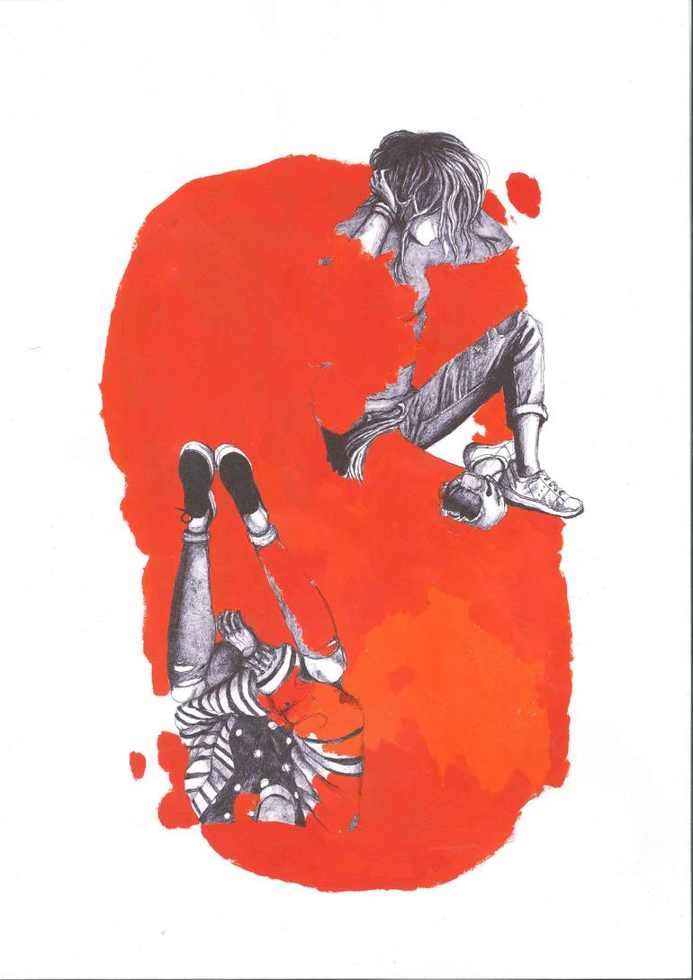 Original Figurative People Drawing by Karolina Kawa