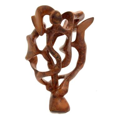 Original wood sculpture single piece 250-year-old Tree of Life root thumb