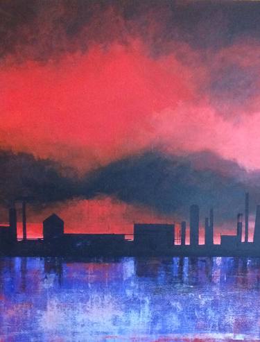 Industrial Skyline In Silver And Red thumb