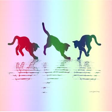 Original Conceptual Cats Mixed Media by JOHN CONROY
