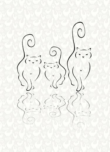 Cats Silhouettes (2 panels, front & back) - Limited Edition 1 of 250 thumb