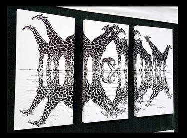 Giraffe Reflections (triptych) - Limited Edition 5 of 250 thumb