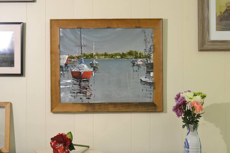Original Contemporary Boat Painting by Scott harris