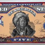 5 Dollar Bill- Running  Antelope by Victor Spinelli