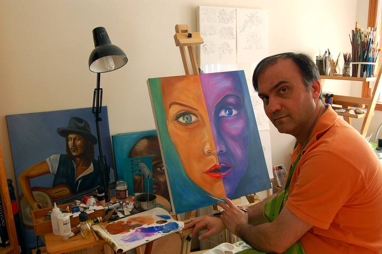 Original Abstract Expressionism People Painting by Hamid Javanmard