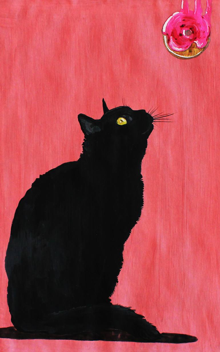 Original Abstract Expressionism Cats Mixed Media by Blazy Blessed Journey