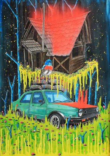 Original Art Deco Car Paintings by Mr Blazy