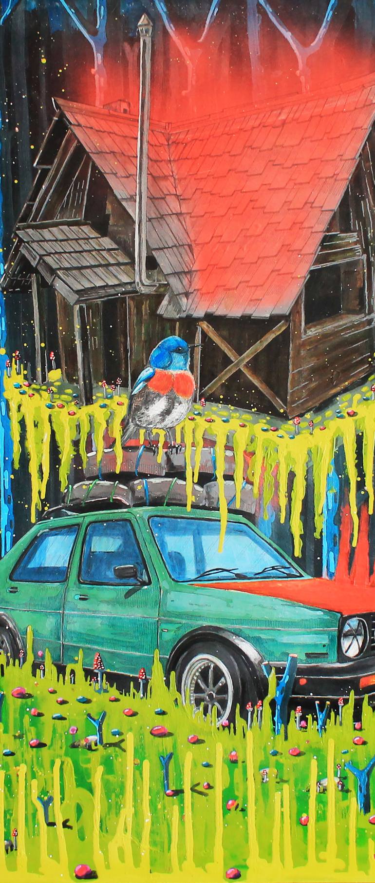 Original Art Deco Car Painting by Blazy Blessed Journey