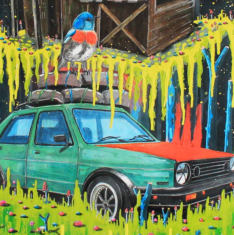 Original Art Deco Car Painting by Blazy Blessed Journey