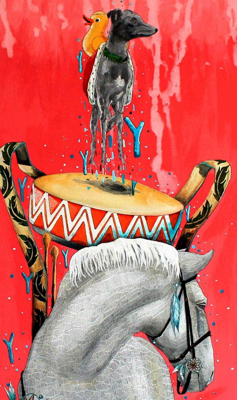 Original Art Deco Horse Painting by Blazy Blessed Journey