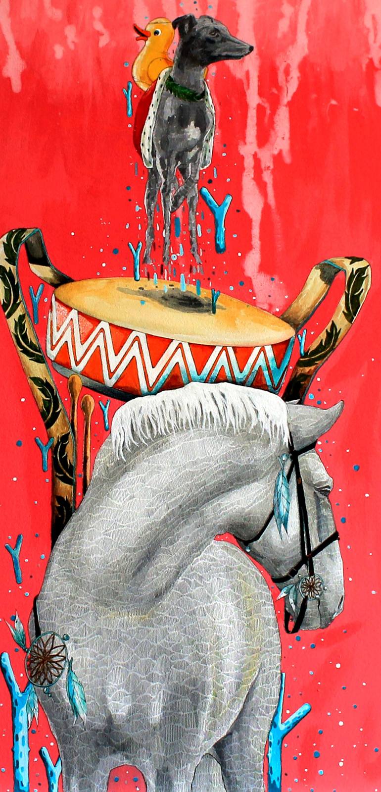 Original Art Deco Horse Painting by Blazy Blessed Journey