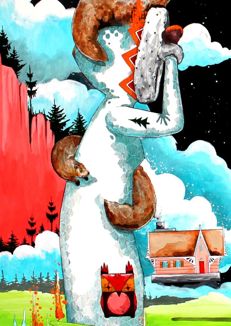 Original Art Deco Cartoon Painting by Blazy Blessed Journey