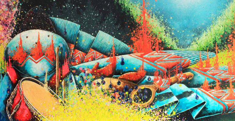 Original Art Deco Cartoon Painting by Blazy Blessed Journey