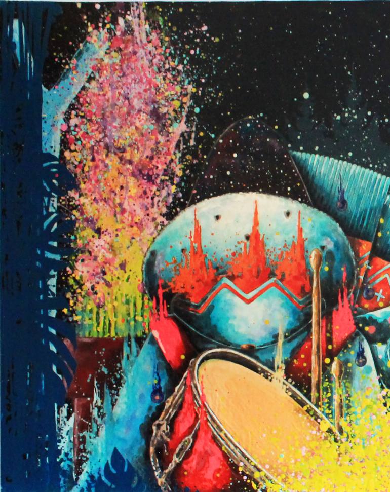 Original Art Deco Cartoon Painting by Blazy Blessed Journey