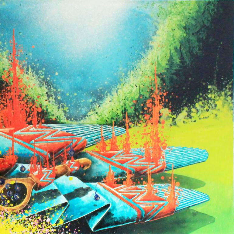 Original Art Deco Cartoon Painting by Blazy Blessed Journey