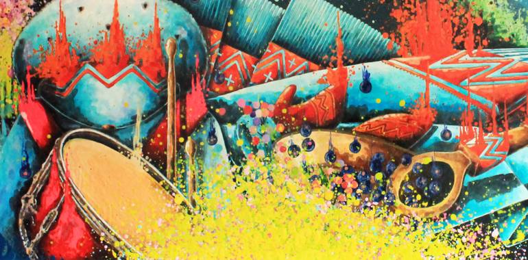 Original Art Deco Cartoon Painting by Blazy Blessed Journey