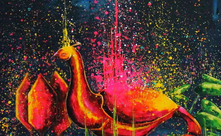 Original Art Deco Animal Painting by Blazy Blessed Journey