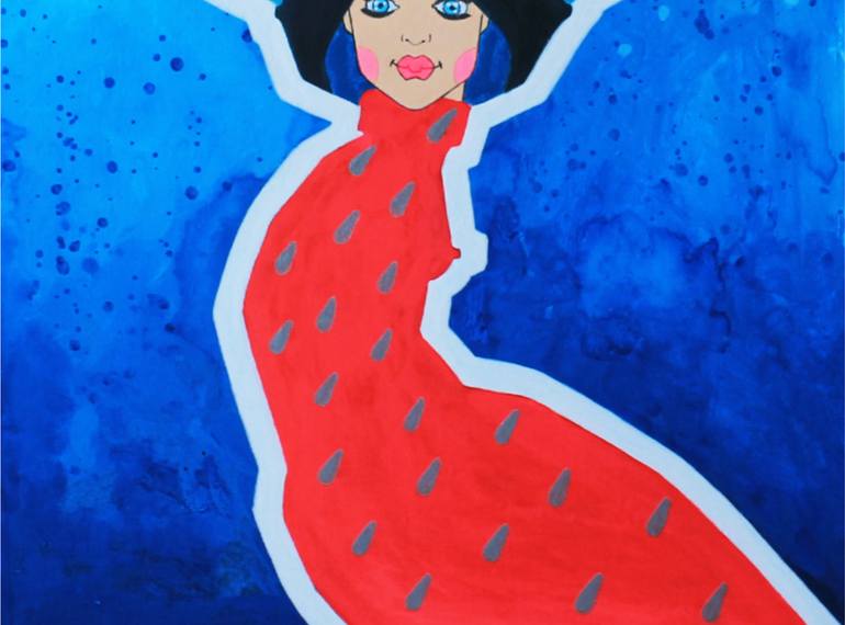 Original Art Deco Cartoon Painting by Blazy Blessed Journey