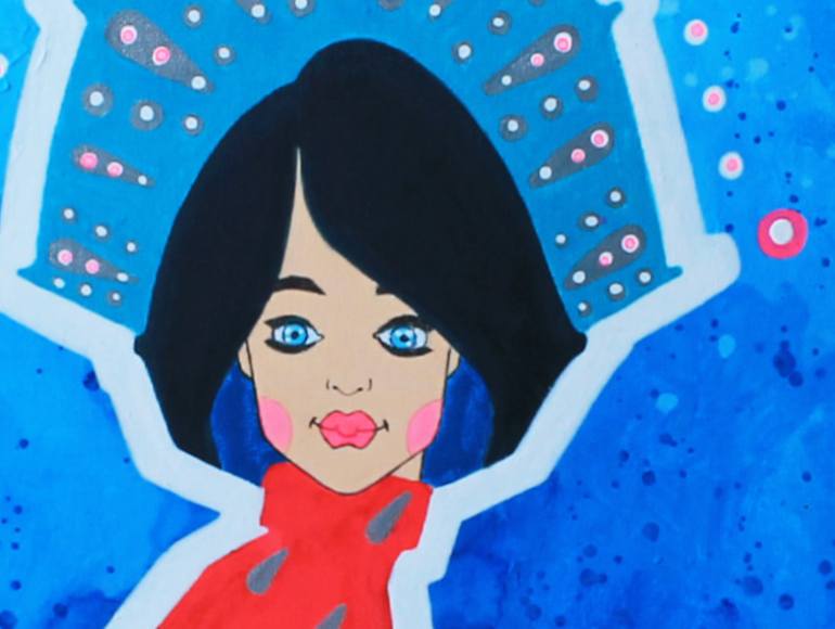 Original Art Deco Cartoon Painting by Blazy Blessed Journey