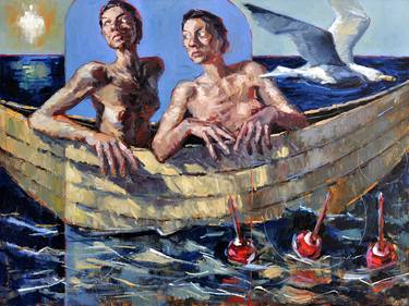 Original Boat Painting by Lon Brauer