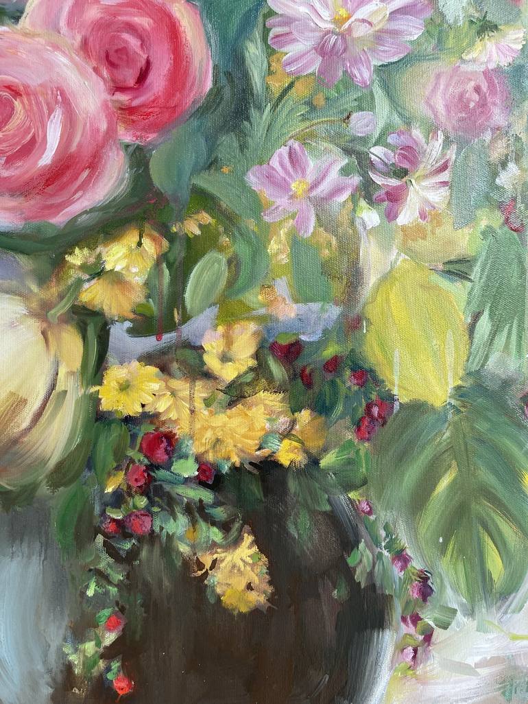 Original Floral Painting by Sandra Iafrate