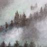 Foggy pine forest in the morning

-  Acrylic on canvas board
- 10" x 14"
-  Vanished