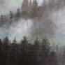 Foggy pine forest in the morning

-  Acrylic on canvas board
- 10" x 14"
-  Vanished