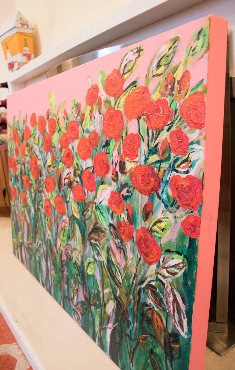 Original Floral Painting by Wanida Em