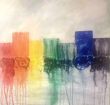 Original Abstract Cities Painting by Judith Cahill