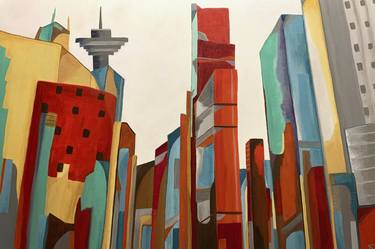 Print of Abstract Cities Paintings by Judith Cahill