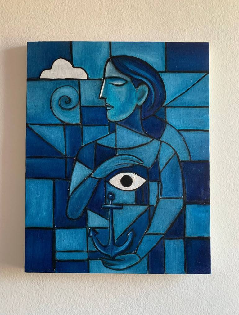 Original Cubism Fantasy Painting by Silvia Hametaj