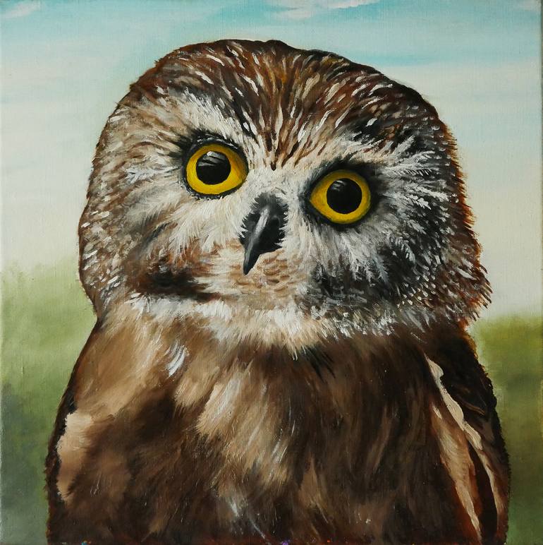 Owl Painting by Oleksii Bulava | Saatchi Art