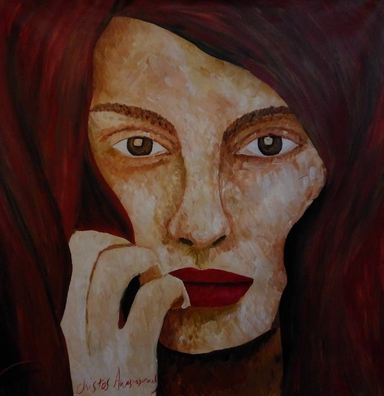 Original Modern Portrait Painting by Christos Anastasopoulos