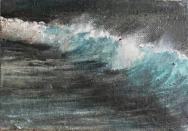 WAVE oil seascape painting ocean blue sea impressionism landscape thumb