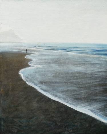 WHITE MORNING beach seascape oil painting sea ocean waves landscape thumb