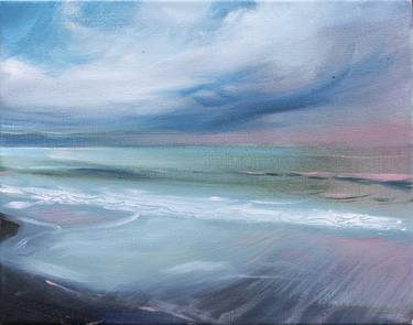 STORM seascape oil painting on canvas impressionism realism fine art sea ocean waves thumb