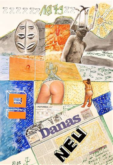 Original Dada Time Collage by Zoki Zoran Komatinović
