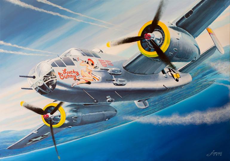 B-25 Mitchell - Flight 212 Painting by Lukasz Czernicki | Saatchi Art