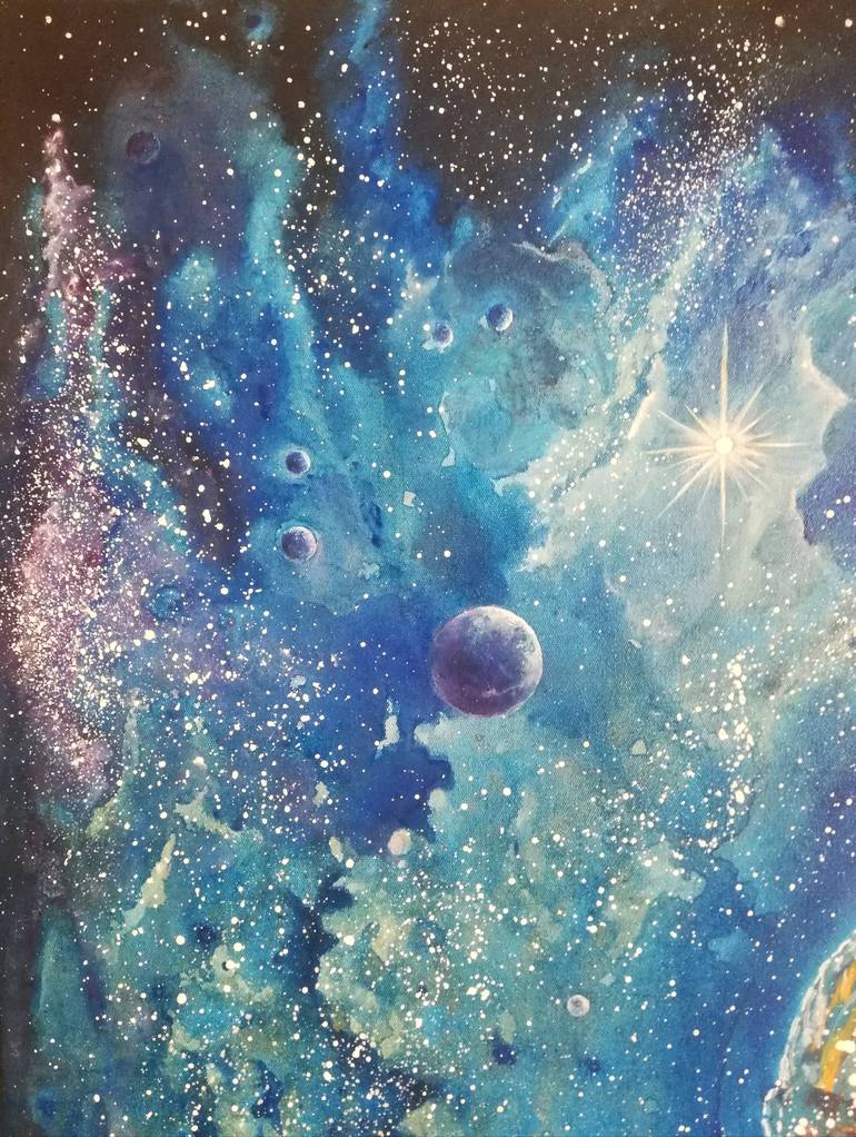 Original Abstract Expressionism Outer Space Painting by Nikolay Darakchiev