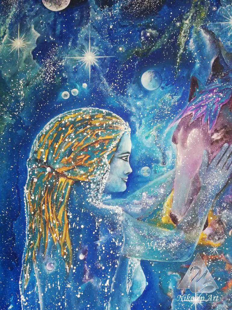 Original Abstract Expressionism Outer Space Painting by Nikolay Darakchiev